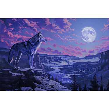 Moon and Wolf Canvas
